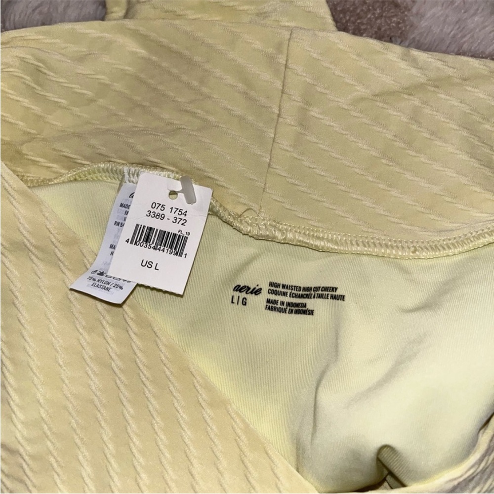 Aerie swim Light Yellow High-Waisted Bikini Bottom size Large - Picture 3 of 3